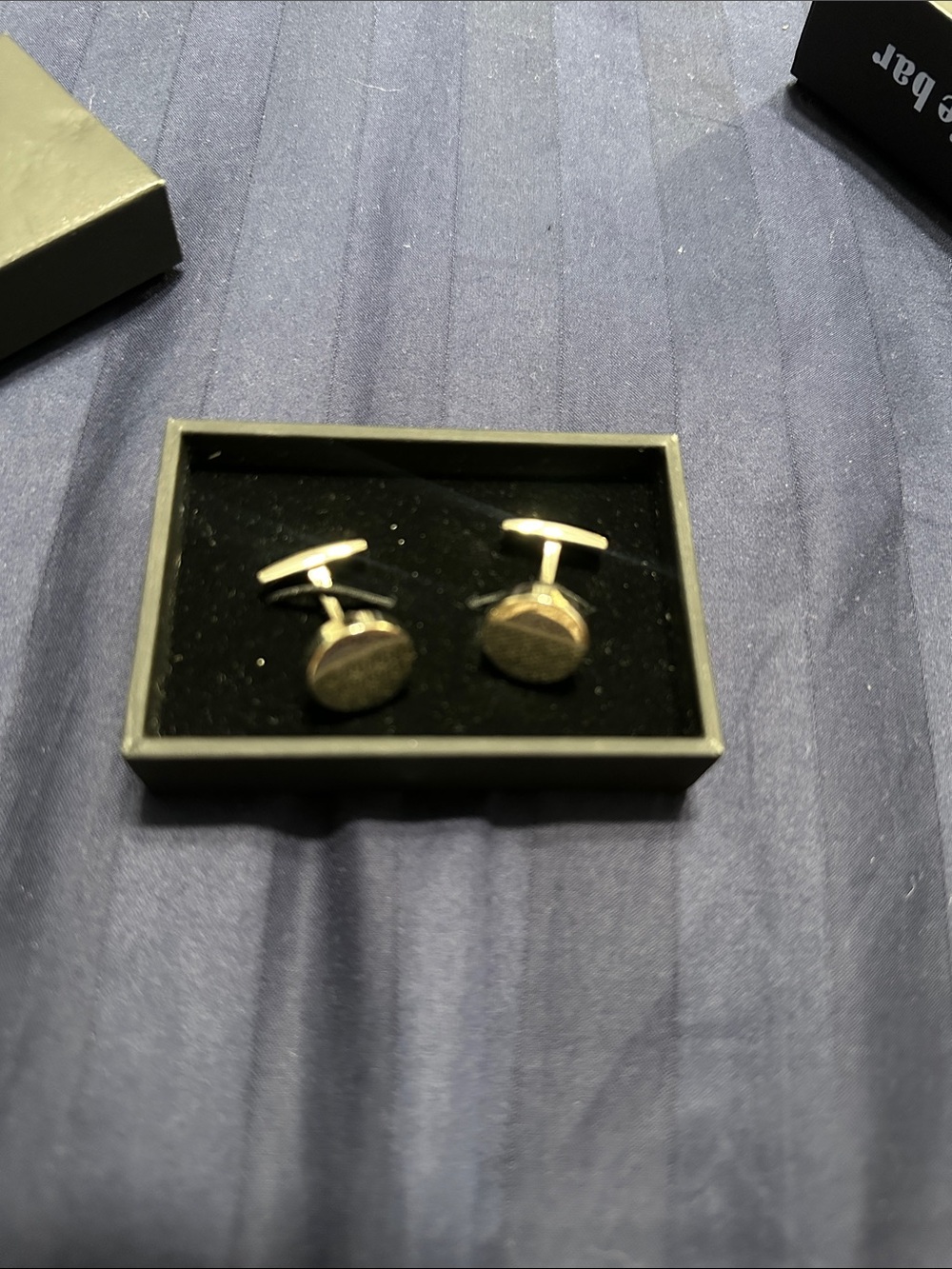 Hugo Boss Gold-Tone Round Cufflinks — Textured Face